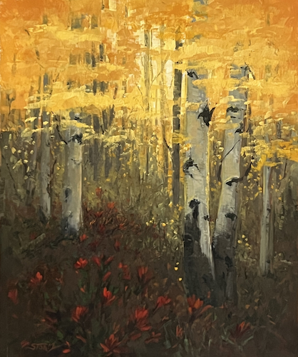 Glowing Aspen 24 x 20 $1925 at Hunter Wolff Gallery